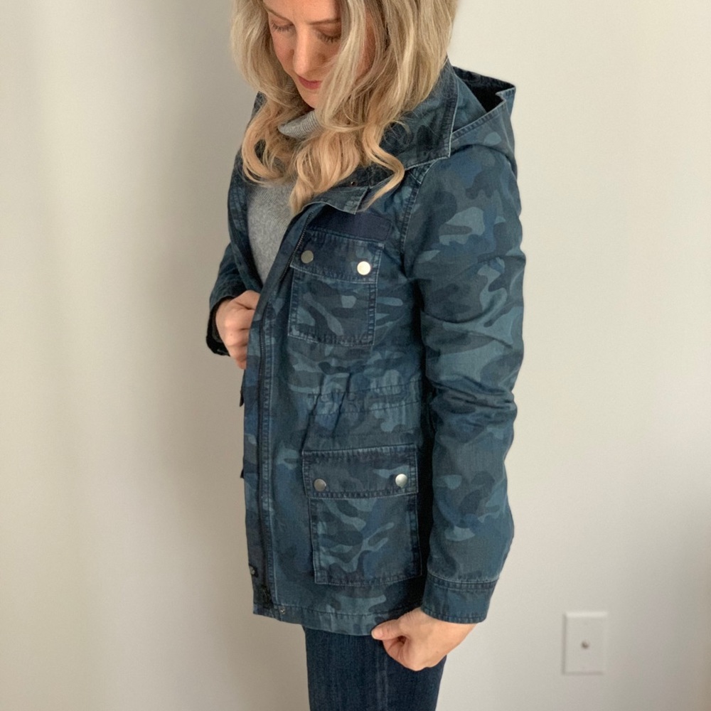Treasure & Bond Navy Camo Cargo Jacket
